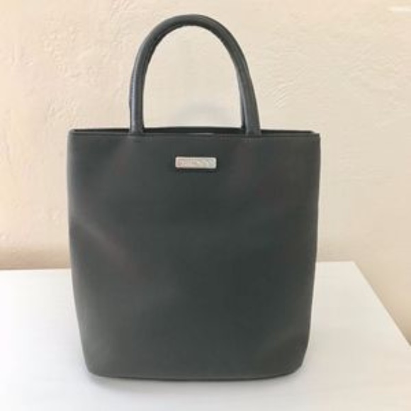 Dkny Handbags - Vintage DKNY Handbag Small Tote Grey Scuba Leather